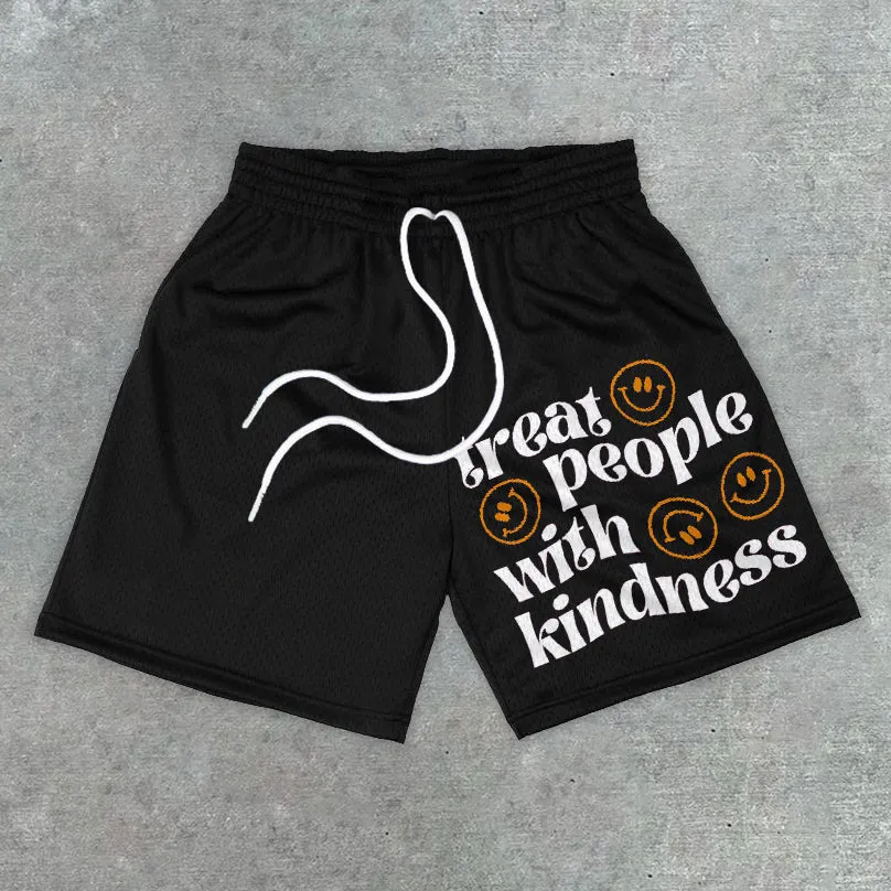 Casual Print Letter Track Shorts