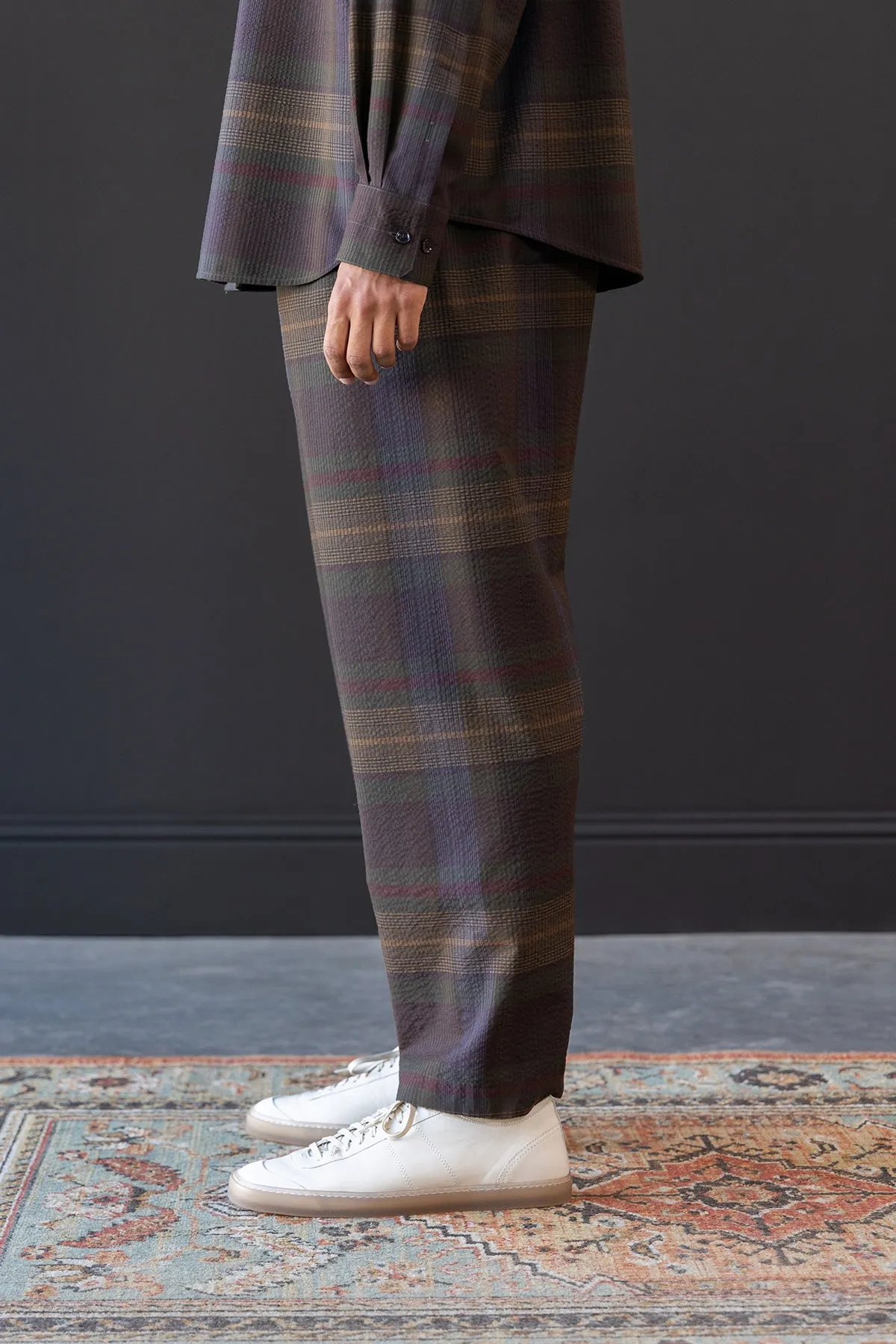 Relaxed Pants - Khaki/Burgundy